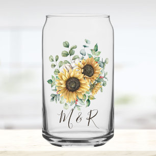 Waterverf Geborduurde Vintage Zonnebloem Blikvorm Glas