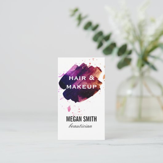 Waterverf geborsteld / Haar en make-up Visitekaartje (Staand voorkant)