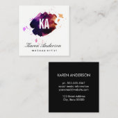 Waterverf geborsteld / Monogram Vierkante Visitekaartje (Voorkant / Achterkant)