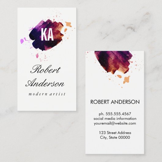 Waterverf geborsteld / Monogram Visitekaartje