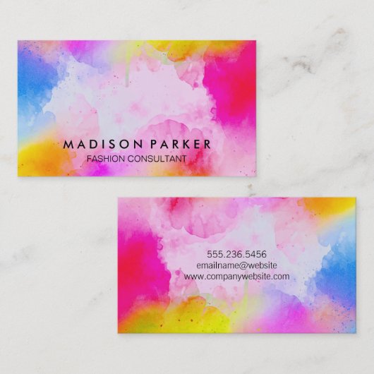 Waterverf geborsteld visitekaartje (Voorkant / Achterkant)