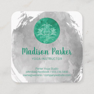 Waterverf geborsteld   Yoga Studio   Instructeur Vierkante Visitekaartje