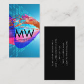 Waterverf geborstelde futuristische achtergrond visitekaartje (Voorkant / Achterkant)