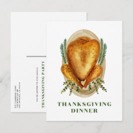 Waterverf gebrand Thanksgiving Turkije Uitnodiging Briefkaart