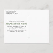 Waterverf gebrand Thanksgiving Turkije Uitnodiging Briefkaart (Achterkant)