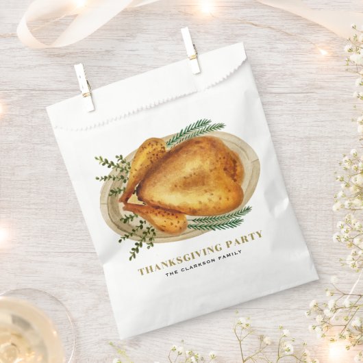 Waterverf gebrande kalkoen diner Thanksgiving Bedankzakje (Geknipt)