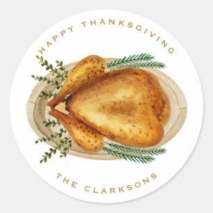 Waterverf gebrande kalkoen diner Thanksgiving Ronde Sticker