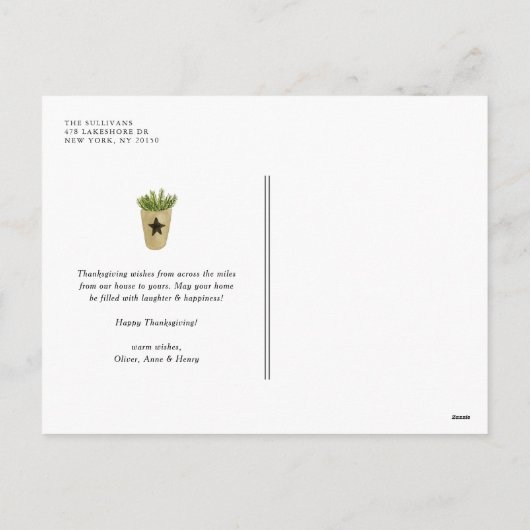 Waterverf gebrande kalkoen Happy Thanksgiving Feestdagenkaart (Achterkant)