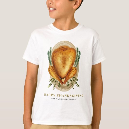 Waterverf gebrande kalkoen Happy Thanksgiving T-shirt (Voorkant)