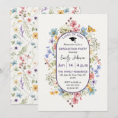 Waterverf Gebroken Wit Floral Chic Afstuderen Kaart (Voorkant / Achterkant)