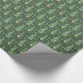 Waterverf Gedecormeerde kerstbomen Groen Patroon Cadeaupapier (Hoek)