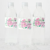 Waterverf Gedekte Florals Romantic Wedding Pink Waterfles Etiket (Flessen)