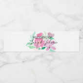 Waterverf Gedekte Florals Romantic Wedding Pink Waterfles Etiket (Enkel label)