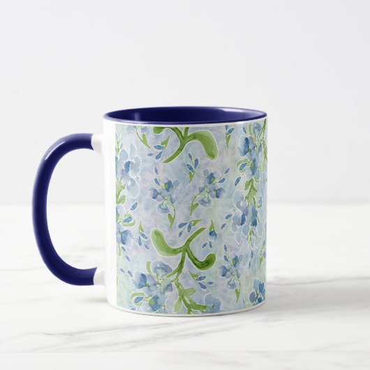 Waterverf Gedekte Plumbago-bloemen op pastels Mok (Links)