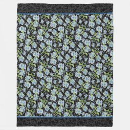 Waterverf Gedekte Plumbago-bloemen op zwart Fleece Deken