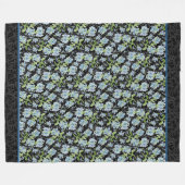 Waterverf Gedekte Plumbago-bloemen op zwart Fleece Deken (Voorkant (Horizontaal))
