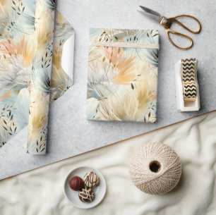 Waterverf Gedempt Blauw Perzik Geel Beige Spring Cadeaupapier