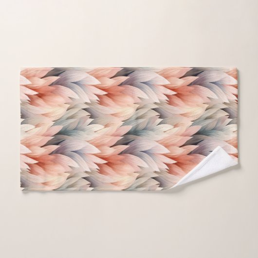 Waterverf gedempt pastel bladpatroonveer bad handdoek (Handdoek)