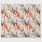 Waterverf gedempt pastel bladpatroonveer cadeaupapier (Vlak)