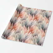 Waterverf gedempt pastel bladpatroonveer cadeaupapier (Uitgerold)