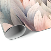 Waterverf gedempt pastel bladpatroonveer cadeaupapier (Rol Hoek)