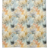 Waterverf Gedempte Blauwe Perzik Gele Beige Lente Douchegordijn (Voorkant)