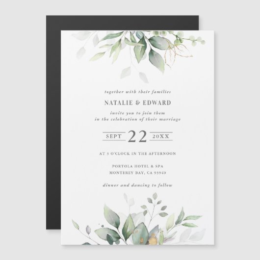 waterverf gedempte groene bladeren (Voorkant / Achterkant)