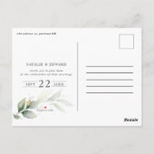 waterverf gedempte groene bladeren briefkaart (Achterkant)