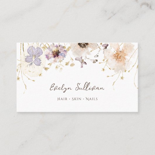 Waterverf gedroogde bloemen visitekaartje (Voorkant)