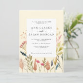 Waterverf gedroogde boho gras en wilde florale bru kaart (Staand voorkant)