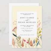 Waterverf gedroogde boho gras en wilde florale bru kaart (Voorkant / Achterkant)