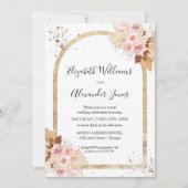 Waterverf Gedroogde Floral Glitter Photo Wedding Kaart (Voorkant)