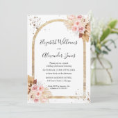 Waterverf Gedroogde Floral Glitter Photo Wedding Kaart (Staand voorkant)