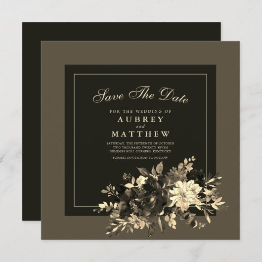 Waterverf Gedroogde Floral Spray Fall Wedding Save The Date (Voorkant / Achterkant)