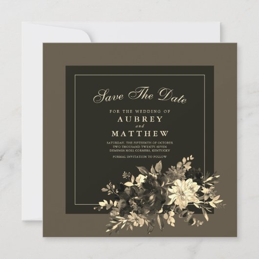 Waterverf Gedroogde Floral Spray Fall Wedding Save The Date (Voorkant)