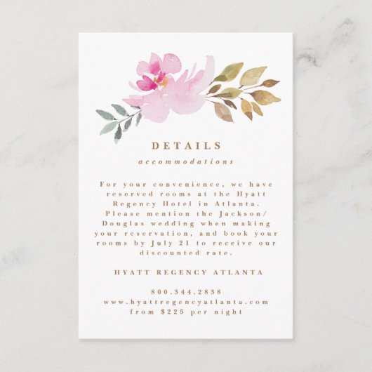 Waterverf Gedroogde Florals Art Wedding Details Informatiekaartje (Voorkant)