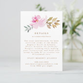 Waterverf Gedroogde Florals Art Wedding Details Informatiekaartje (Staand voorkant)