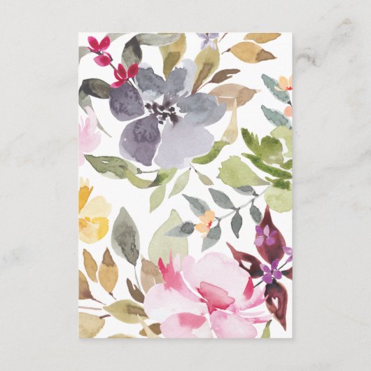 Waterverf Gedroogde Florals Art Wedding Details Informatiekaartje (Achterkant)