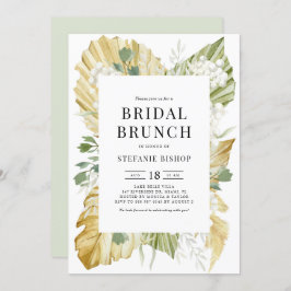 Waterverf Gedroogde Palm Leaves Summer Bridal Brun Kaart