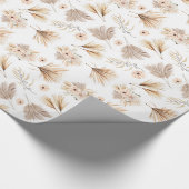 Waterverf gedroogde palmen en bloemen Beige Boho Cadeaupapier (Hoek)