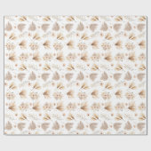 Waterverf gedroogde palmen en bloemen Beige Boho Cadeaupapier (Vlak)