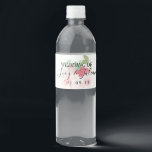Waterverf Gedrukte Florals Romantic Wedding Waterfles Etiket<br><div class="desc">Waterflesetiketten voor met de hendel gekleurde houtvezels</div>