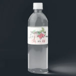 Waterverf Gedrukte Florals Romantic Wedding Waterfles Etiket<br><div class="desc">Waterflesetiketten voor met de hendel gekleurde houtvezels</div>