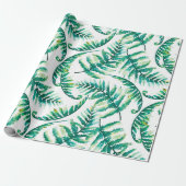 Waterverf geeft een botanisch patroon cadeaupapier (Uitgerold)