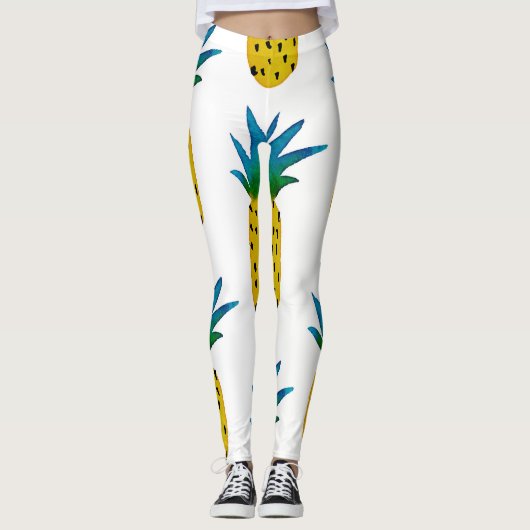 Waterverf geel ananaspatroon leggings (Voorkant)
