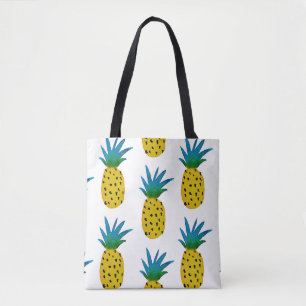 Waterverf geel ananaspatroon tote bag