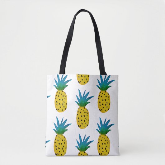 Waterverf geel ananaspatroon tote bag (Voorkant)