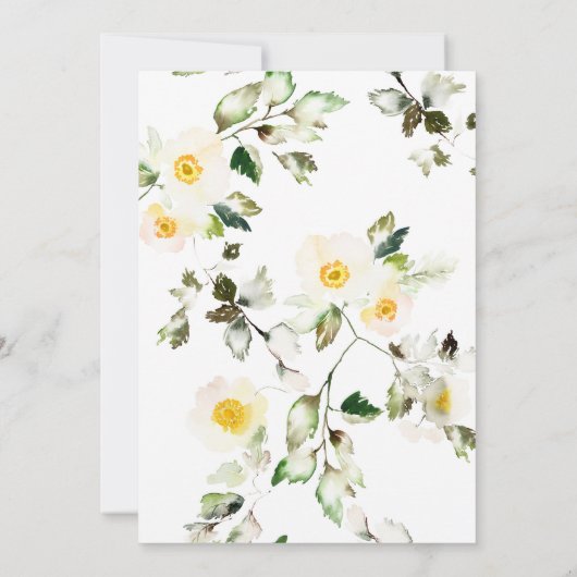 Waterverf Geel Anemone Bloemen Bruidsbrunch Kaart (Achterkant)