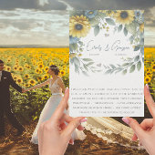 Waterverf Geel & Blauw Elegantie Bloemen Bruiloft Kaart