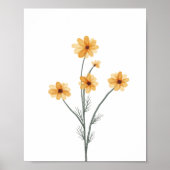 Waterverf Geel Bloem Kosmos Kwekerij Decor Poster (Voorkant)